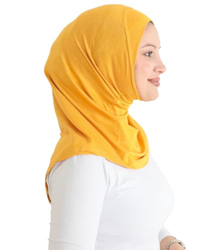 Prien Sport Instant Hijab For Women, Muslim Cotton Turban, Soft Head Scarf, Ready To Wear Hijabs Prayer Clothes, Islamic Wear - color: Deep Yellow