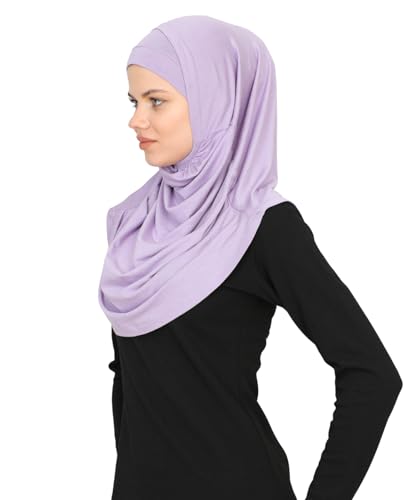 Prien Chic Ready To Wear Hijab For Women, Muslim Long Turban Undercap Set, Instant Scarf, Prayer Clothes For Girls, Abaya - color: Lilac