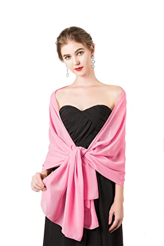 Shawl and Wrap for Evening Dresses Wedding Sheer Scarfs Women Scarve - color: Peach Pink, size: One Size