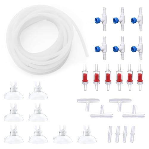25ft Air Hose 3/16inch for Aquarium with Connector Accessories, Translucent | Premium, With Connector, Check Valve, Control Valve - color: Translucent, size: 25 ft.