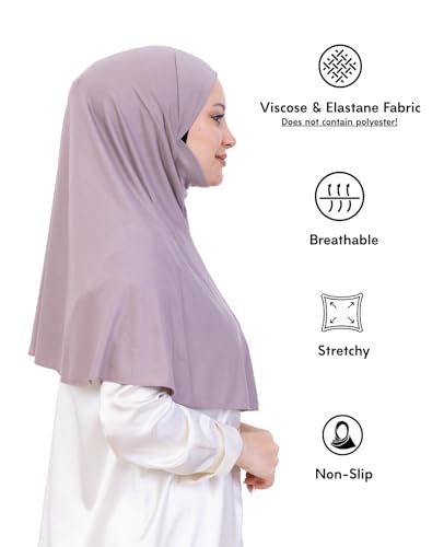 Prien Easy To Wear Hijab For Women, Muslim Instant Turban With Niqab, Islamic Clothes, Soft Scarf For Prayer, Abaya, Khimar - color: Light Mink