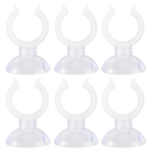 POPETPOP Aquarium Water Clips 6 Pack Fish Tank Fixed Clamps with Suction Cups Water Pipe Holder for Secure Hose Fixing in Freshwater Aquariums Compact and Easy to Install - size: 4.50X3.00X2.00CM