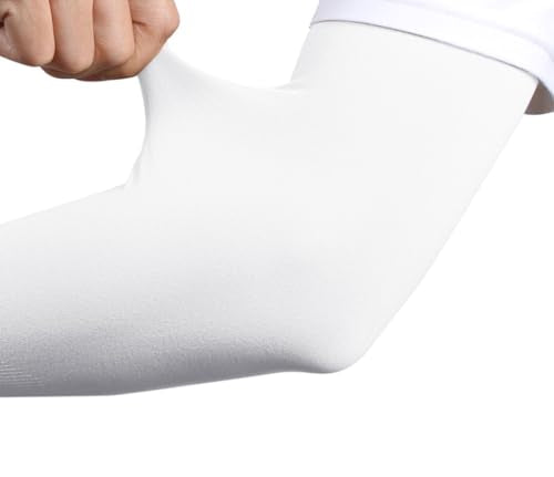 TZ Promise Women Men Sun UV Protection Arm Sleeves, Cooling Compression Arm Cover for Sports - color: White