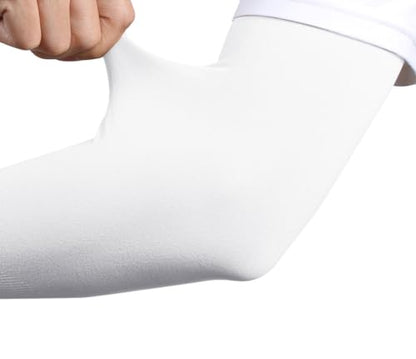 TZ Promise Women Men Sun UV Protection Arm Sleeves, Cooling Compression Arm Cover for Sports - color: White