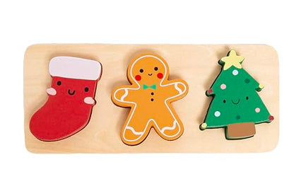 Pearhead 3 Piece Wooden Holiday Puzzle Set, Christmas Toy | Festive Wood Puzzle Trio, Holiday Learning Activity, Stocking Stuffer, Christmas Gift For Toddler or Children - color: Christmas
