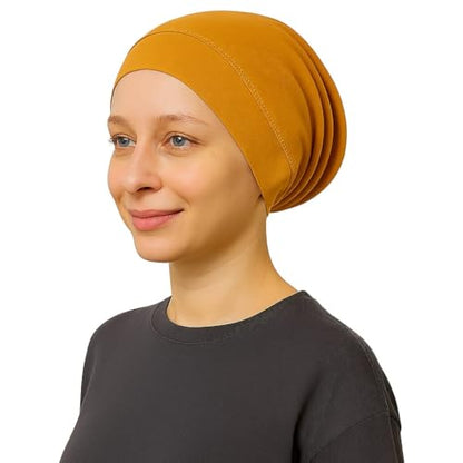 Cotton Modal Jersey Hijab with Matching Undercap, Women's Casual Style, 180cm × 70cm - color: Gold