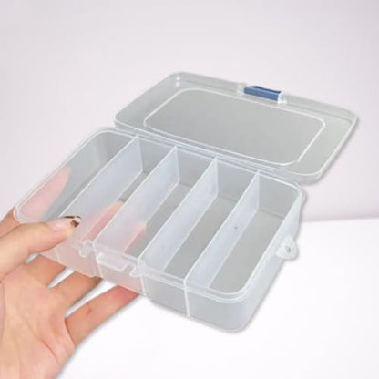 5 Grid Clear Plastic Fishing Tackle Accessory Box Container, Clear Tiny Fishing Lure Bait Hooks Storage Box for Hair Clips And Jewelry Making Organizer