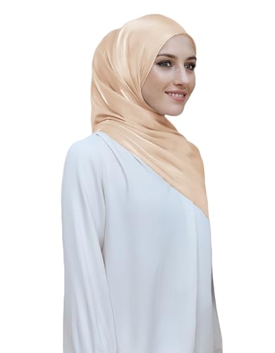 Lina & Lily Sheen Shimmer Women's Crepe Scarf Shawl Wrap Head Hijab Lightweight - color: Light Peach