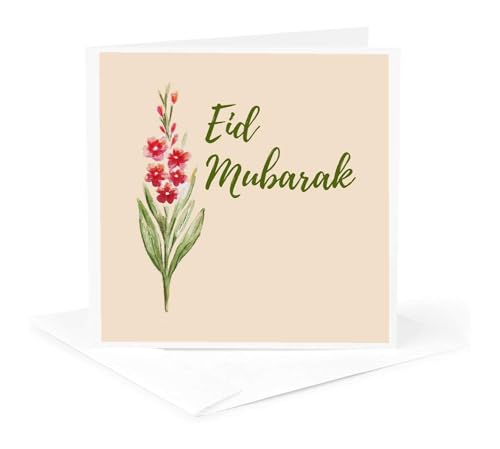3dRose Image of quote Eid mubarak 1 Greeting Card with envelope