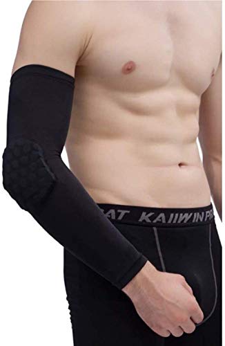 Upgraded Hex Padded Arm Sleeve Compression Padded Elbow Arm Sleeve with Elbow Pad for Football