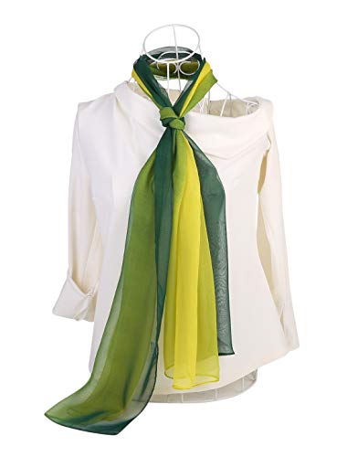 uxcell Women'sChiffon Sheer Long Scarf Silky Gradient Party - color: Green