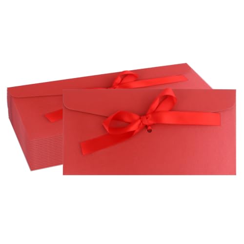 20 Pack Gift Card Envelopeswith Bow Tie Closure 8.66 x 4.33 Inch - color: Christmas Red