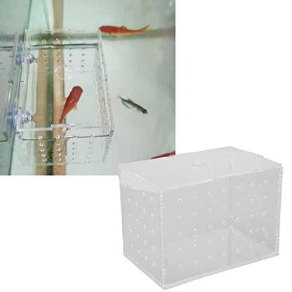 Fish Breeder Box | High Transparency Acrylic Hatchery Container with Suction Cups | Isolation & Breeding for Young Fishes/Shrimp/Clownfish | 4 Suction Cups Included (11 * 7 * 8CM) - size: 11*7*8CM