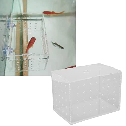 Fish Breeder Box, Aquarium Fish Breeding Box with Suction Cups, High Transparency Acrylic Hatchery Incubator Tank for Baby Fish Shrimp Clownfish Isolation and Rearing (11 * 7 * 8CM) - size: 11*7*8CM
