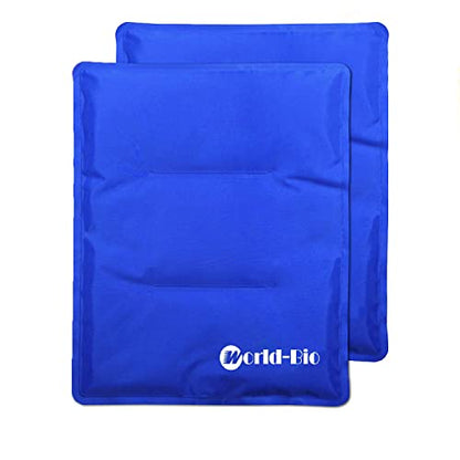 WORLD-BIO Large Flexible Hip Ice Pack 2 packs for Injuries, Hot & Cold Therapy Pad for Shoulder, Back, Knee, Leg, Thigh, Soothing Pain from Bruises & Sprains, Muscle Aches, Stiff Joint, 11" x 14" Blue - size: 2 Count 11" x 14"