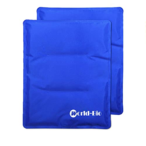 WORLD-BIO 2Packs Flexible Large Ice Pack for Injuries, Large Cold Compress | 11*14"Larege Size, Large Hot Cold Compress Pad, Long Lasting Cold Pack,Targeted Pain Relief, Speeds Up Post-Workout Recovery - size: 2 Count 11" x 14"