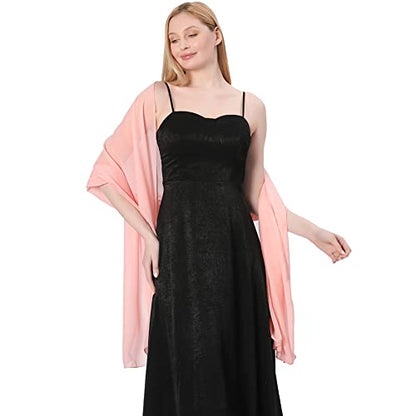 Ladiery Chiffon Shawl Wraps for Women Evening Dresses, Elegant Soft Sheer Shawls for formal dressy Bride Wedding - color: Pink(1)