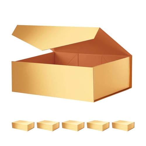 Magnetic Closure Gift Boxes with Lids for Presents Gold - color: 13.5x9x4.1-Gold-Magnetic Closure-6 Pack