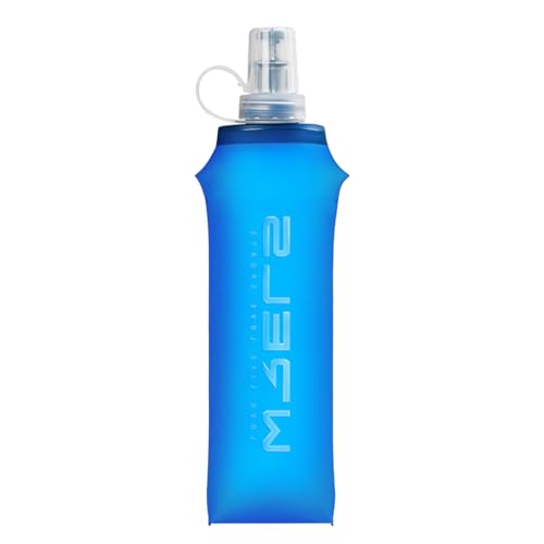WRELS TPU Collapsible Soft Flask,Lightweight PBA Free Folding Running Water Bottles,Leakproof Durable Hydration Flask for Outdoors (500ml/16.9oz-Dark Blue) - color: 500ml/16.9oz-Dark Blue