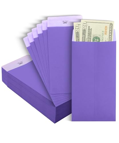 Mr. Pen- Money Envelopes for Cash, 6.5" x 3.5", 100 Pack, Kraft Paper | Self-Adhesive Bulk Cash Envelopes for Budgeting, Money and Coin Saving, Check, Budget, Small Item Organizing - color: Pastel Purple, size: 100 Pack