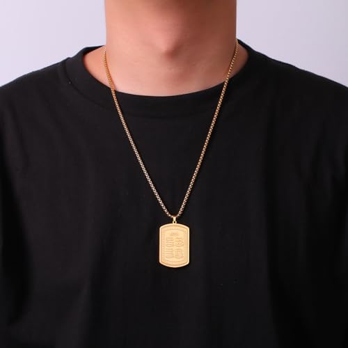 VASSAGO Islamic Allah Necklace for Men Women Stainless Steel Muslim Ayatul Kursi Necklace Islam Arabic Eid Ramadan Jewelry Gift - color: Gold Koranic Necklace