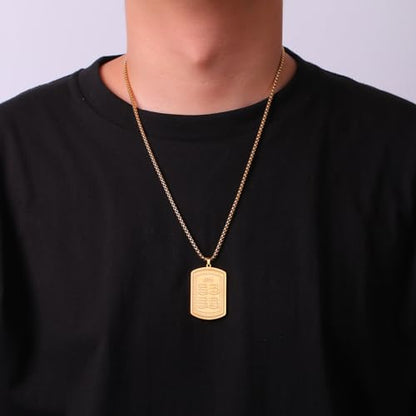 VASSAGO Islamic Allah Necklace for Men Women Stainless Steel Muslim Ayatul Kursi Necklace Islam Arabic Eid Ramadan Jewelry Gift - color: Gold Koranic Necklace
