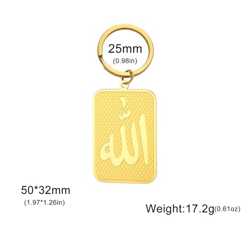 Islamic Ayatul Kursi Keychain Muslim Allah Pendant Arabic Calligraphy Allah Amulet Religious Jewelry Eid Ramadan Gift - color: Allah Keychain Gold