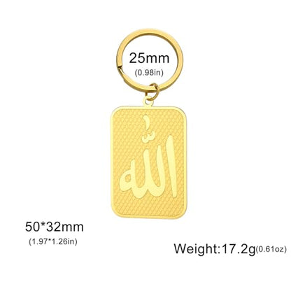 Islamic Ayatul Kursi Keychain Muslim Allah Pendant Arabic Calligraphy Allah Amulet Religious Jewelry Eid Ramadan Gift - color: Allah Keychain Gold