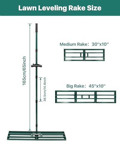 Lawn Leveling Rake, 30 x 10, Yard Leveling Rake for Soil | Smooths Soil, Topsoil, Sand and Gravel for Lawn Seeding, Garden Beds, Backyard Landscaping, Paver Bases and Yard Projects - size: 30 Inches