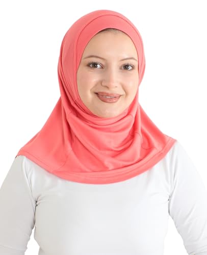 Prien Sport Instant Hijab For Women, Muslim Cotton Turban, Soft Head Scarf, Ready To Wear Hijabs Prayer Clothes, Islamic Wear - color: Brink Pink