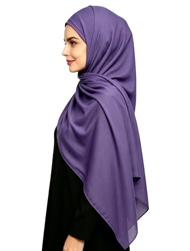 Lina & Lily Non-see-through Premium Jersey Maxi Hijab Head Scarf Wrap for Muslim Women - color: Dusty Purple