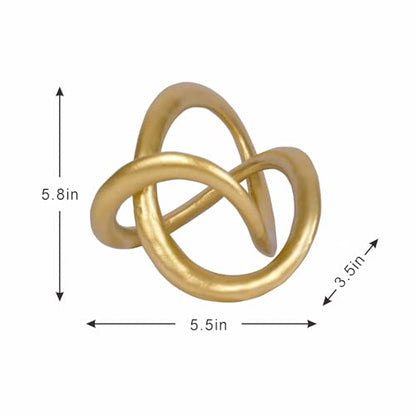 Modern Geometric Round Sculpture Gold Knot Statue Decor Tabletop Sculpture and Figurines Round Decorative Ornaments Knick Knacks Home Decor for Shelves Coffee Table Bookshelf Decoration Gifts - style: round