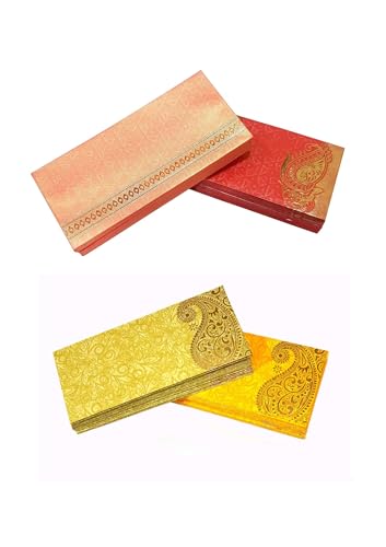 Esplanade Envelope for Cash Shagun Lifafa Set | Multicolour with Golden Detailing Envelopes for Gifting Money | Wedding Sagan, Eid, Rakhi, Festival, Family & Corporate (Assorted Set of 20) - color: Assorted Set of 20