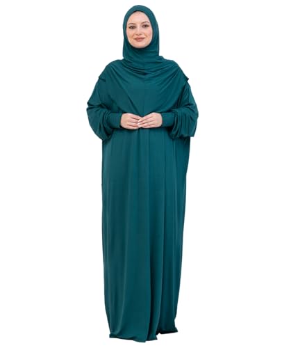 Prien Prayer Dress For Women, Cotton Muslim Abaya, Soft Hijab, Elegant Turkish Islamic Wear For Eid, Ramadan, Umrah, Hajj - color: Emerald