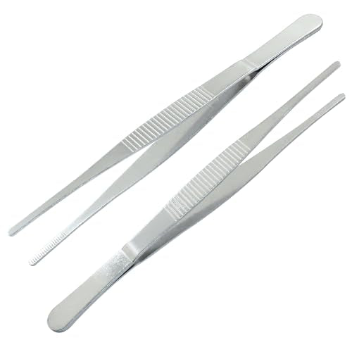 2 Pcs 6 Inch Stainless Steel Forceps, Straight | Metal Tweezers, Kitchen, Crafts, Plants - size: 6 Inch