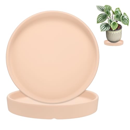 M METERXITY 2-Pack Plant Saucers, 6.3 Inch ID Anti-Rot Root Ceramic Flower Pot Plant Saucers for Indoor/Outdoor, Round Flowerpot Drip Tray [6.9 Inch OD, Pink] - color: Pink, size: 6.3 Inch