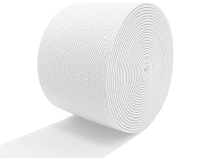 White Knit Elastic Band for Sewing 3 inch 5 Yards Double-Side Twill Woven Elastic Heavy Stretch Elastic Spool for Clothes Pants Waistband, Wigs, Skirts, Craft DIY Projects - color: White