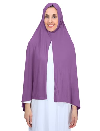 Non-See Through Instant Jersey Cotton Hijab Scarf for Women, Ready to Wear Muslim Head Scarf - color: Violet