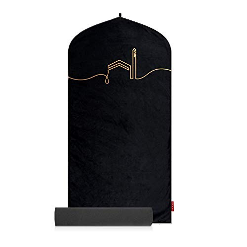 TAKVA EasiClean™ Indoor Prayer Mat | Kaaba Collection (ComfitPlus, Kaaba Black) Padded memoryfoam Prayer Rug, Muslim, Islamic Prayer Rugs - color: Kaaba Black
