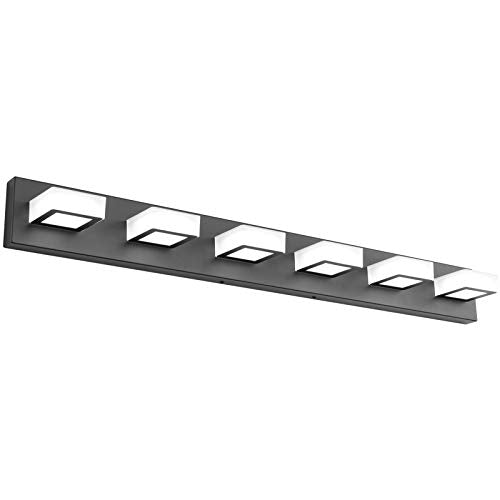 Ralbay Modern Black Vanity Lights Fixtures 6 Lights Acrylic Modern LED Matte Black Vanity Lights for Bathroom - color: Black-White light, size: 40.4 inch