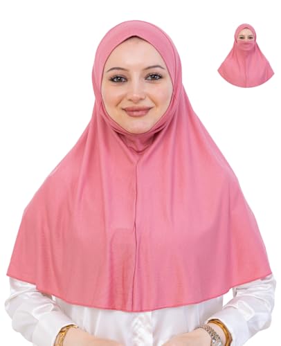 Prien Easy To Wear Hijab For Women, Muslim Instant Turban With Niqab, Islamic Clothes, Soft Scarf For Prayer, Abaya, Khimar - color: Dusty Rose