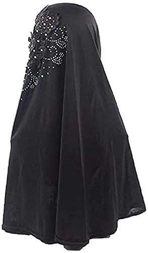 Women Floral Muslim Chiffon Hijab Instant Head Wrap Long Head Wrap Scarves Full Cover One Piece Head Scarf Lace Flower Hijab