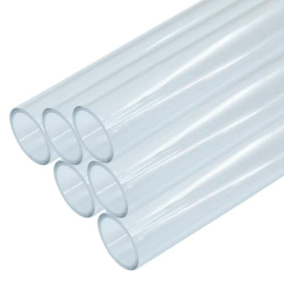 Piutouyar 6 Pcs Round Clear Rigid Tubing, 0.71" ID x 0.79" OD x 12" Length | 18 mm ID, 20 mm OD, 305 mm Length, Rigid Tubing Plastic Polycarbonate Tube Pipe - size: 18mmx20mm