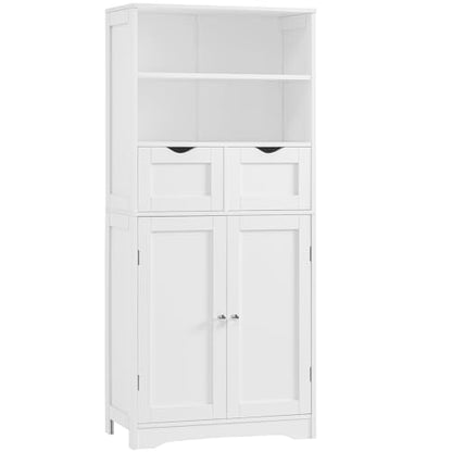 Iwell Tall Bathroom Cabinet, Storage Cabinet with Adjustable Shelves, Bathroom Storage Cabinet for Living Room, Dining Room, Entryway, White - color: White, 2 Drawers
