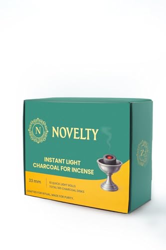Novelty Quick Light Charcoal Discs – 100 Tablets (33mm) for Incense, Frankincense, Bakhoor & Resin Burners | Fast Lighting, Long Lasting & Clean Burning - size: 100 count (Pack of 1)