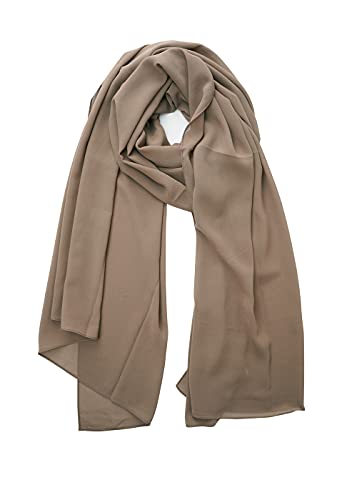 YOUR SMILE for Women Lightweight Breathable Solid Color Soft Chiffon Long Fashion Scarves Sun-proof Shawls Wrap - color: Brown