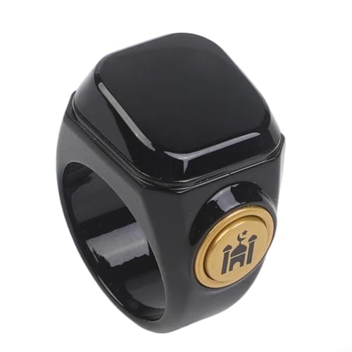 Smart Rechargeable Tasbih Counter Ring With 40MAh Li-ion Battery, Waterproof Digital Finger Counter For Zikr And Prayer, Comfortable ABS Material In 3 Sizes (18mm, 20Mm, 22Mm)(22mm Black) - color: Black, size: 22mm