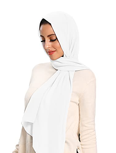 Txameru Hijab for Women Chiffon Hijab Scarfs for Women Long Shawl - color: White