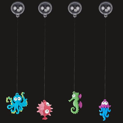 GORGECRAFT 4Pcs 4 Styles Floating Fish Aquarium Decorations Silicone Plastic Cartoon Sea Ocean Animals Octopus Seahorse Device Landscapes Accessories Suitable for All Kinds of Fishes Tanks - style: Mixed Shapes 2