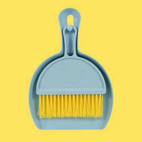 Small Broom and Dustpan Set,mini Broom and Dustpan Set,Kids Broom Set,for Home, Sofas, Kitchen countertops, Storage Shelves, bathrooms, and pet Areas Cleaning - color: Blue